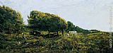 Daubigny Paintings - Paysage a Villerville by Charles-Francois Daubigny